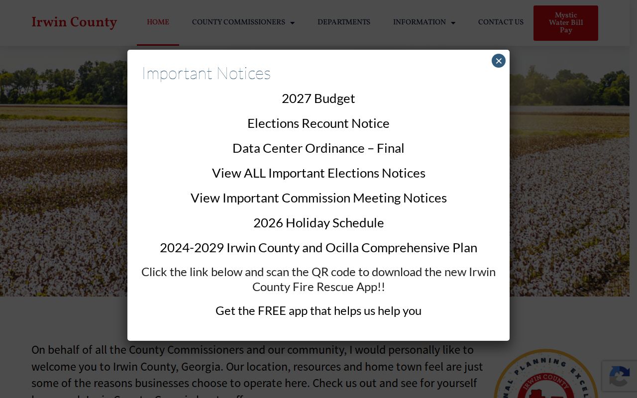 Official Irwin County government website